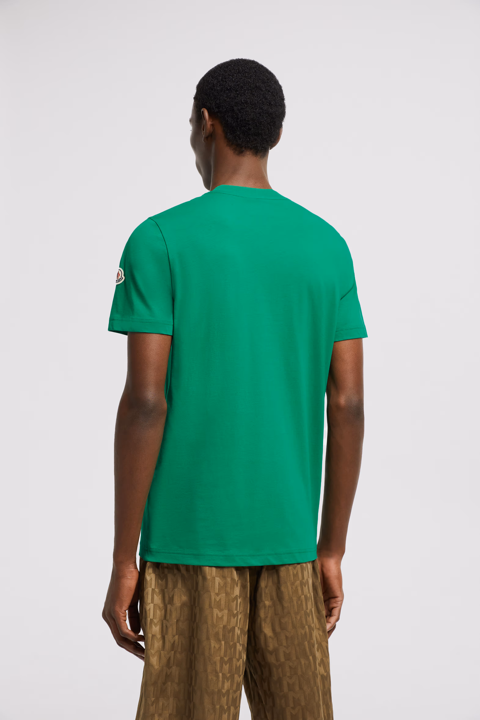 Embroidered Logo Cotton T-Shirt Men Bright Green Moncler 5